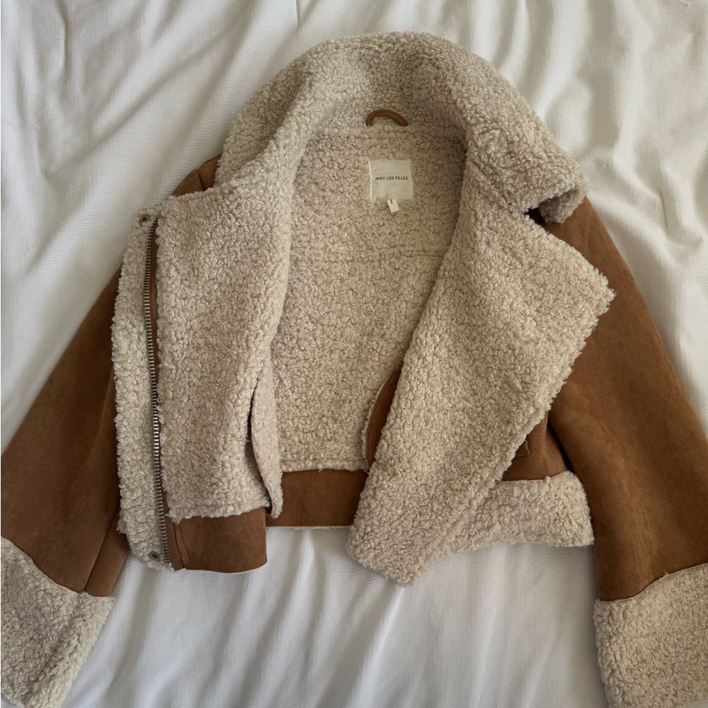 Sherpa Lined Suede Jacket - Picture 2 of 4